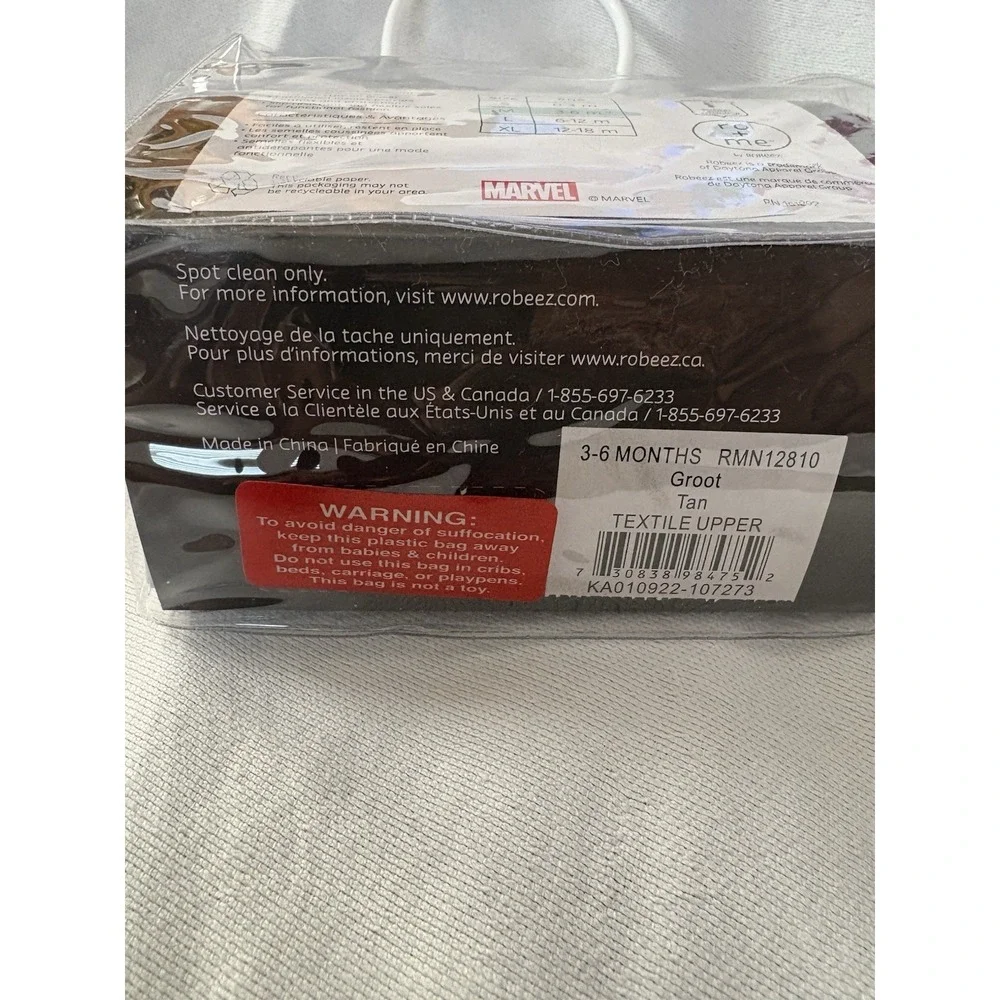 NEW Marvel Groot Infant Snap Bootie Size 3-6 Months Ro+ Me By Robeez Baby Shoes